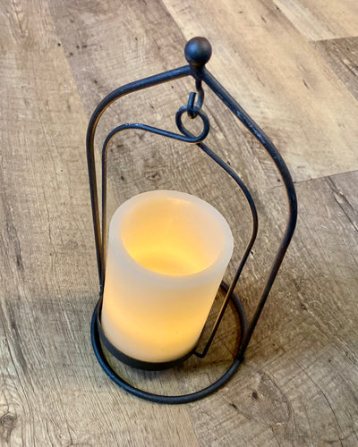 SHIM100-M Black Swing Lantern w Candle
