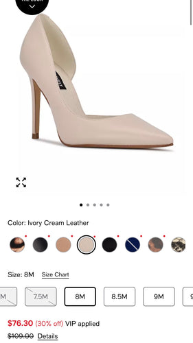 ELLA100-S Ivory-Cream Stiletto Heels. Size 8