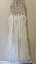 Load image into Gallery viewer, DURA100-A Ivory Plunge, High Neck Beaded Gown. Size 8