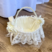 Load image into Gallery viewer, YINGLING-F Ivory &amp; Pearl Flower Girl Basket
