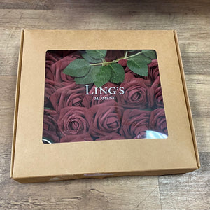 PHIL100-K 25 Burgundy Foam Roses