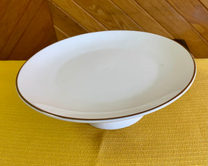 LYNN100-L 9” White Ceramic Cake Plate