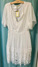 Load image into Gallery viewer, THOMPSON-M Waisted, V-Neck White Dress. NWT Size 2x
