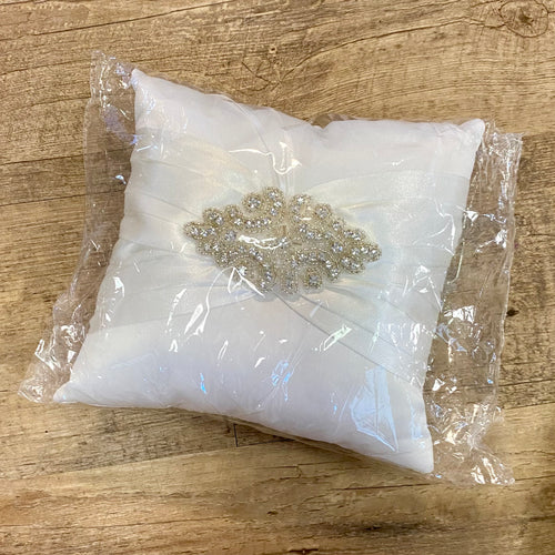 GRAY100-O Ivory Satin Ring Pillow