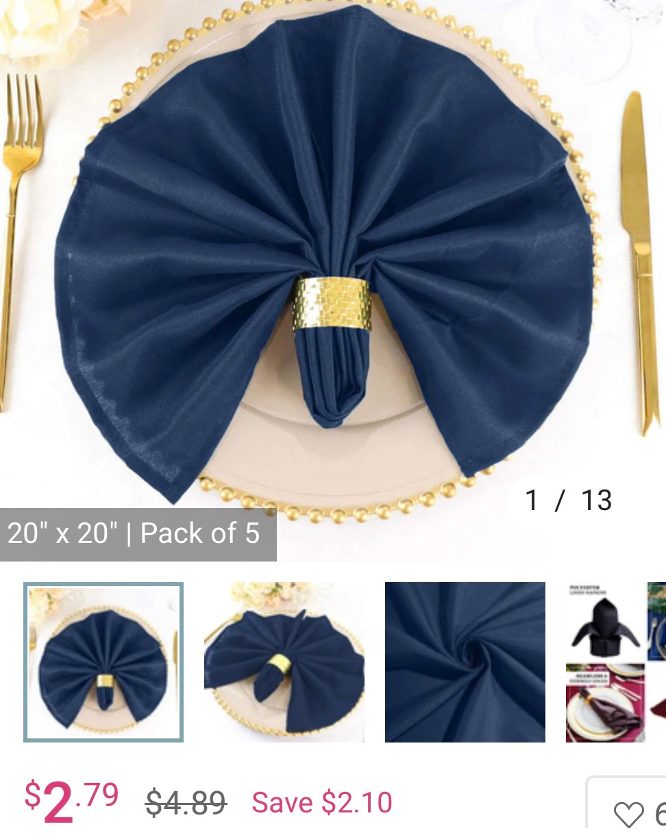 KENS100-B Navy Blue Polyester Napkins