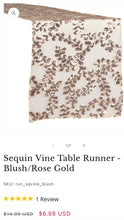Load image into Gallery viewer, REES100-AT Sequin Vine Table Runner, Blush/Rose Gold