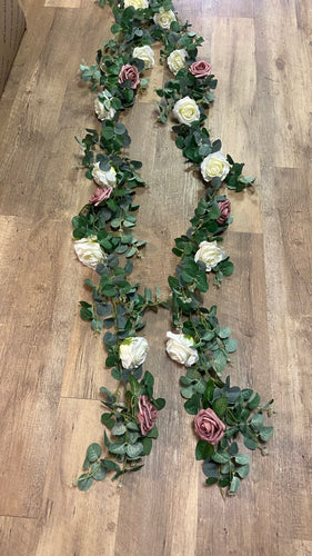 FLAN100-H Mauve & Ivory Rose Garland