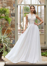 Load image into Gallery viewer, NESTOR-A Ivory Appliqué, Chiffon Gown with Pockets. Size 8P