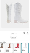 Load image into Gallery viewer, ELLA100-T White Western Boots. Size 8/8.5