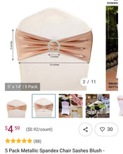 Load image into Gallery viewer, REES100-AV Metallic Rose Gold Chair Bands