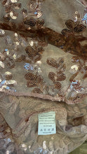 Load image into Gallery viewer, REES100-BR 108” Rose Gold Vine Sequins, Round Tablecloth