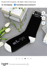 Load image into Gallery viewer, MCCU100-D “Mr. Right” &amp; “Mrs. Always Right” Matching Socks
