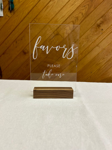 JOHN300-G Acrylic “Favors” Sign