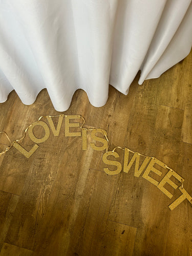 LOVE100-J “Love is Sweet” Gold Glitter Banner