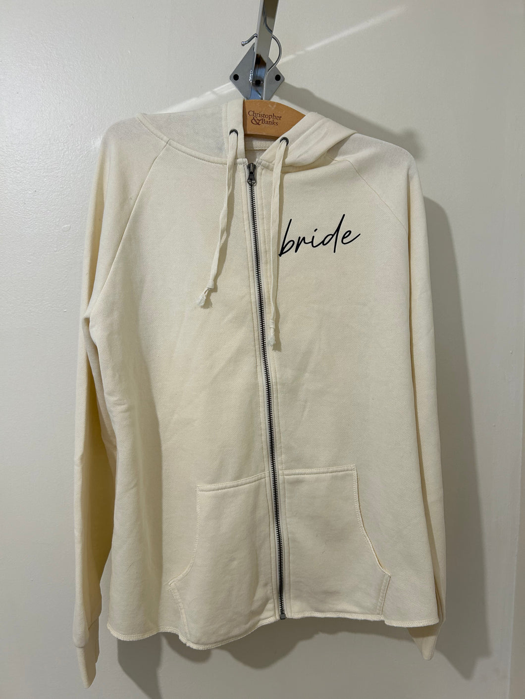 LOVE100-X Cream “Bride” Zip Up Hoodie. M