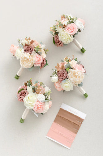 REES100-P Blush & Dusty Rose Bridesmaid Bouquet