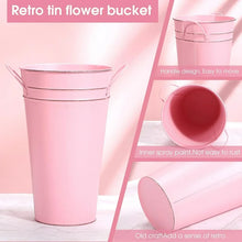 Load image into Gallery viewer, REES100-F 12” Pink Tin Flower Bucket