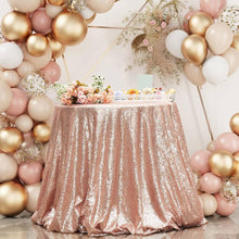 Load image into Gallery viewer, SMEG100-AG 72” Round Tablecloth, Rose Gold Sequins