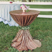 Load image into Gallery viewer, SMEG100-AG 72” Round Tablecloth, Rose Gold Sequins