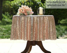 Load image into Gallery viewer, SMEG100-AG 72” Round Tablecloth, Rose Gold Sequins