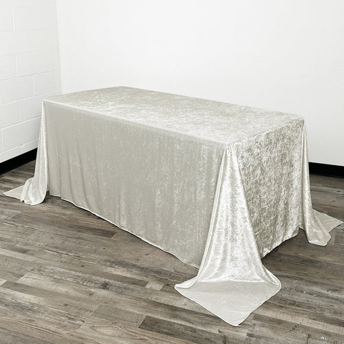 REES100-BE Ivory Velvet Rectangular Tablecloth