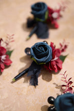 Load image into Gallery viewer, MCNE100-H Navy Blue &amp; Burgundy Boutonnière
