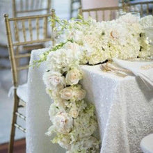 Load image into Gallery viewer, SMEG100-EG 4ft White Sequin Table Overlay