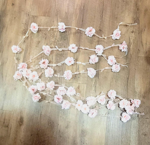 SMIT800-O Pink Flower Pom Garland. Set of 4