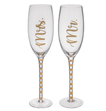 Load image into Gallery viewer, BRAN100-G Mr &amp; Mrs Toasting Glasses