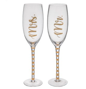 BRAN100-G Mr & Mrs Toasting Glasses