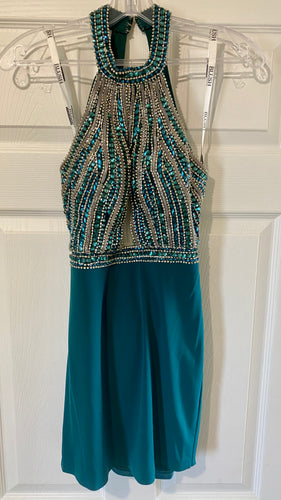 CASS100-B Teal Gown. Size 0