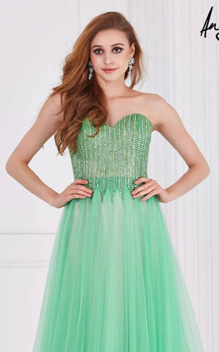 MCCR100-A Strapless Green Gown. Size 2