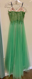 MCCR100-A Strapless Green Gown. Size 2