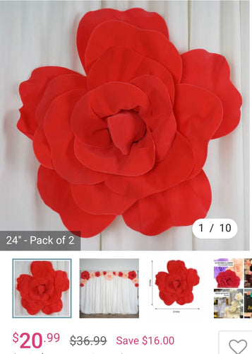JENW-H 24” Red Foam Flowers