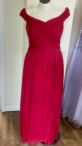 STEV200-C  David's Bridal Red Long Gown, Size 14