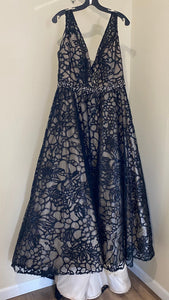 JASP100-C Black Lace Ball Gown. Size 14W
