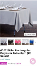Load image into Gallery viewer, JUBI100-B 60” x 126” Grey Tablecloth