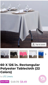 JUBI100-B 60” x 126” Grey Tablecloth