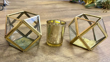 Load image into Gallery viewer, CARL100-E Gold Geometric Candle Holder