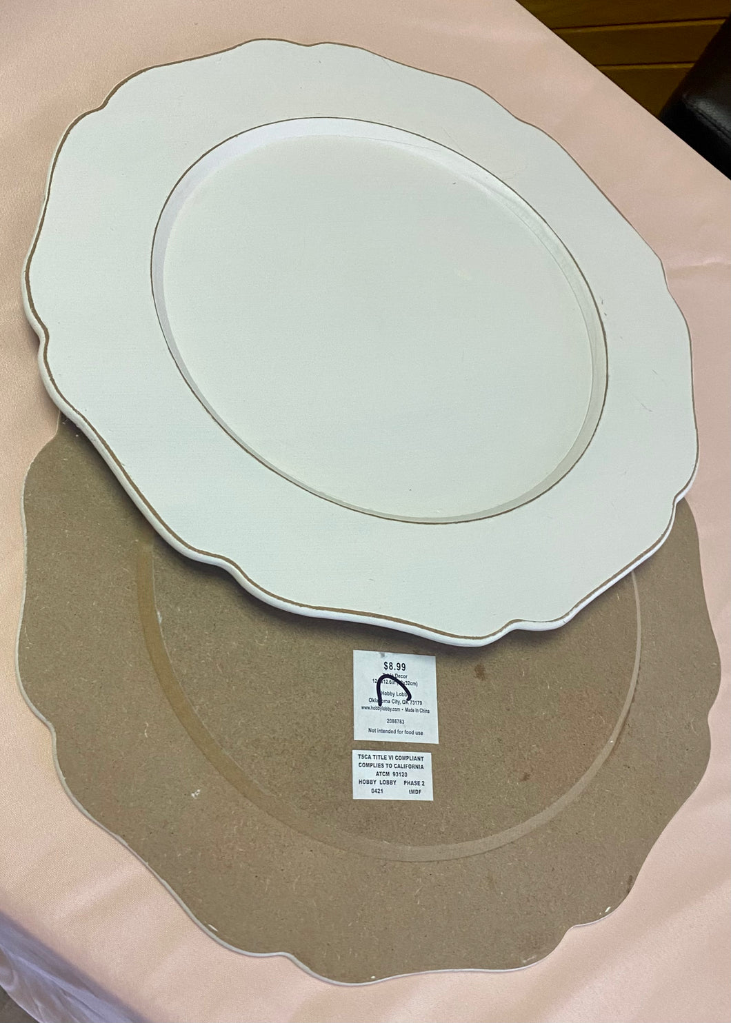 COLL200-B Whitewash Wood Plate