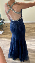 Load image into Gallery viewer, BOOK100-C Navy Blue Sequins Gown. Size XS