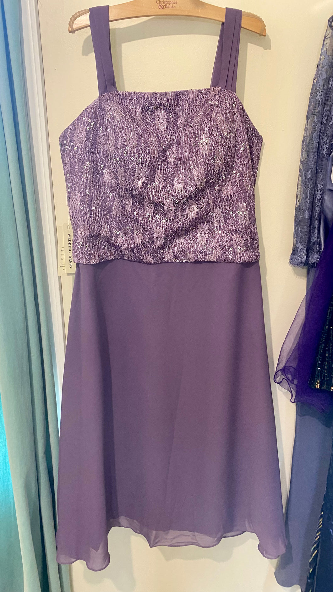 GOWN100-AK 2-Piece Short, Purple Gown. Size 16W