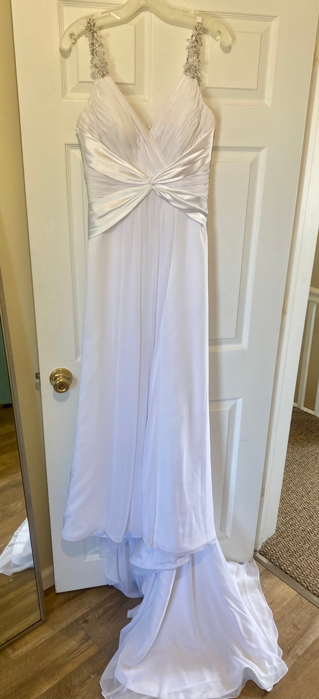 CLAP100-B White Chiffon Gown. Size 10