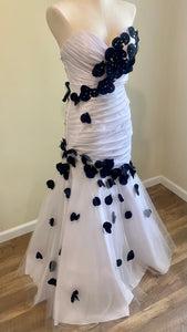 GOWN100-R White & Black Floral Gown