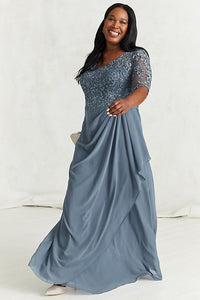 LOOK100- Slate Blue Gown. Size 18W