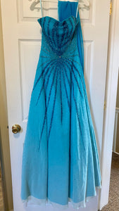 CLAP100-C Strapless, Ombré Blue Gown. Size 2