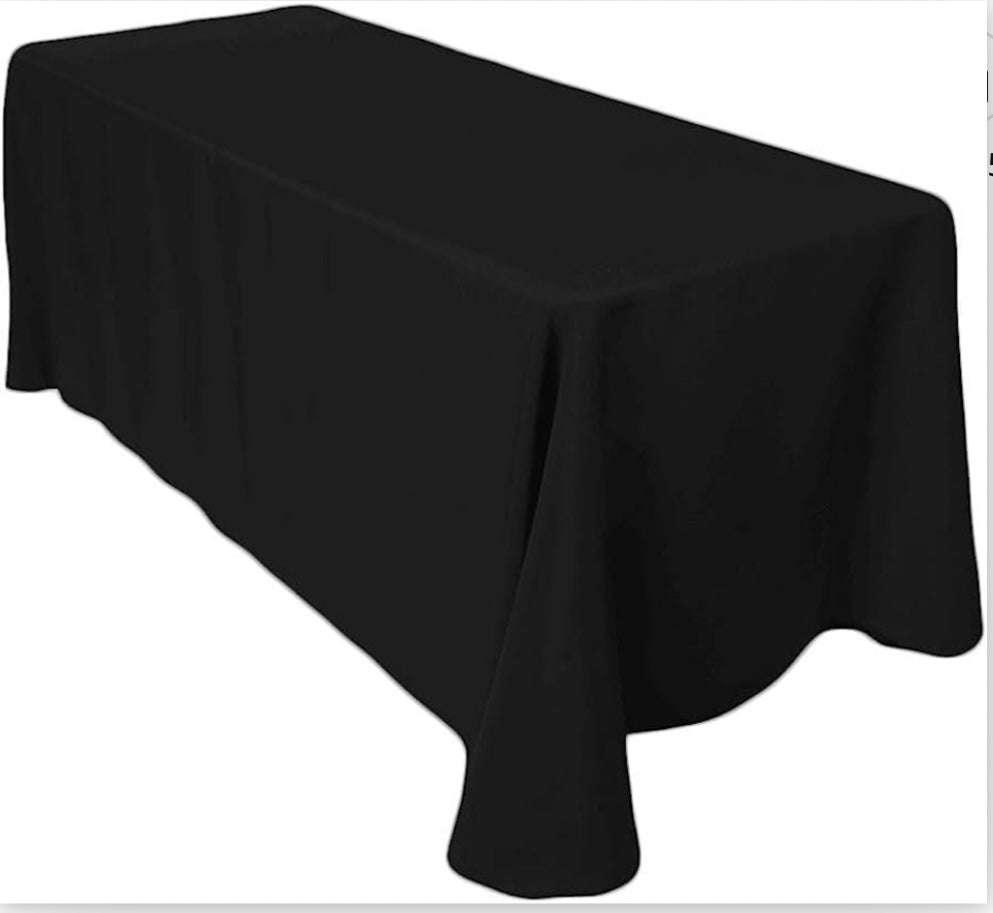 FISH100-D 90” x 156” Black Tablecloth