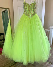 Load image into Gallery viewer, BRIE100-B Neon Green Ball Gown. Size 0/2