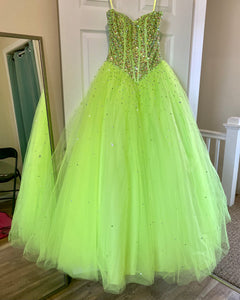 BRIE100-B Neon Green Ball Gown. Size 0/2
