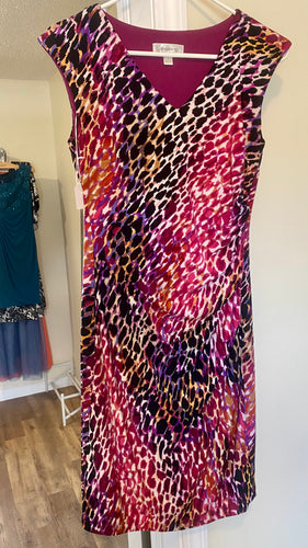 CLAP100-I Multicolor Cheetah Dress. Size 4